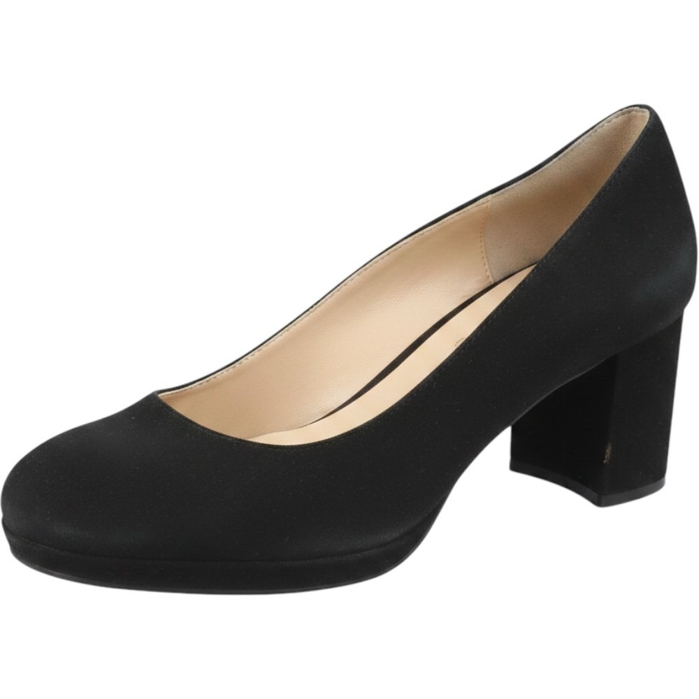 Bandolino Block Heel Pumps Womens 9M Black Faux Suede Round Toe Platform Shoes